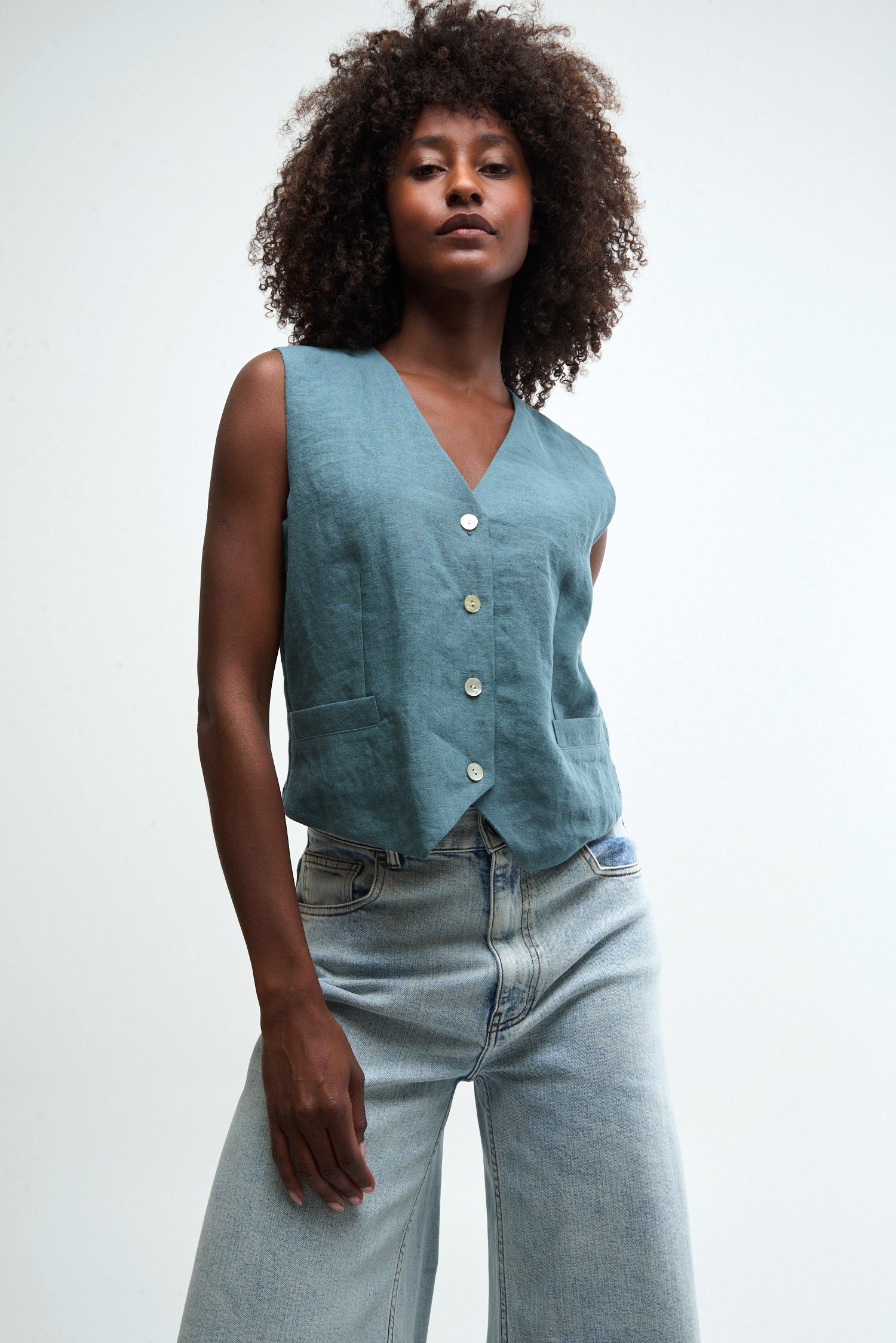 GILET - hemp teal
