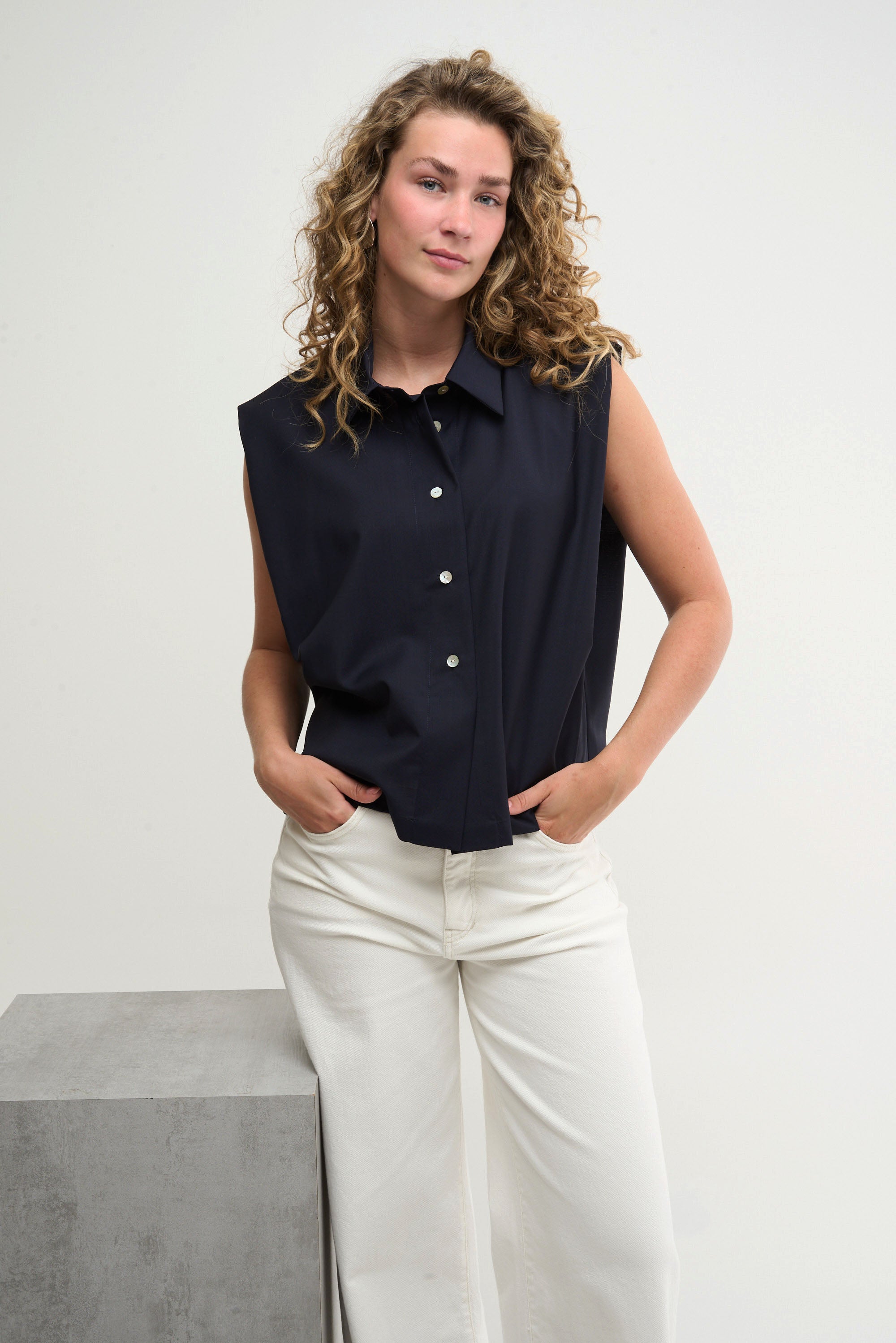 BLOCK BLOUSE - dark blue