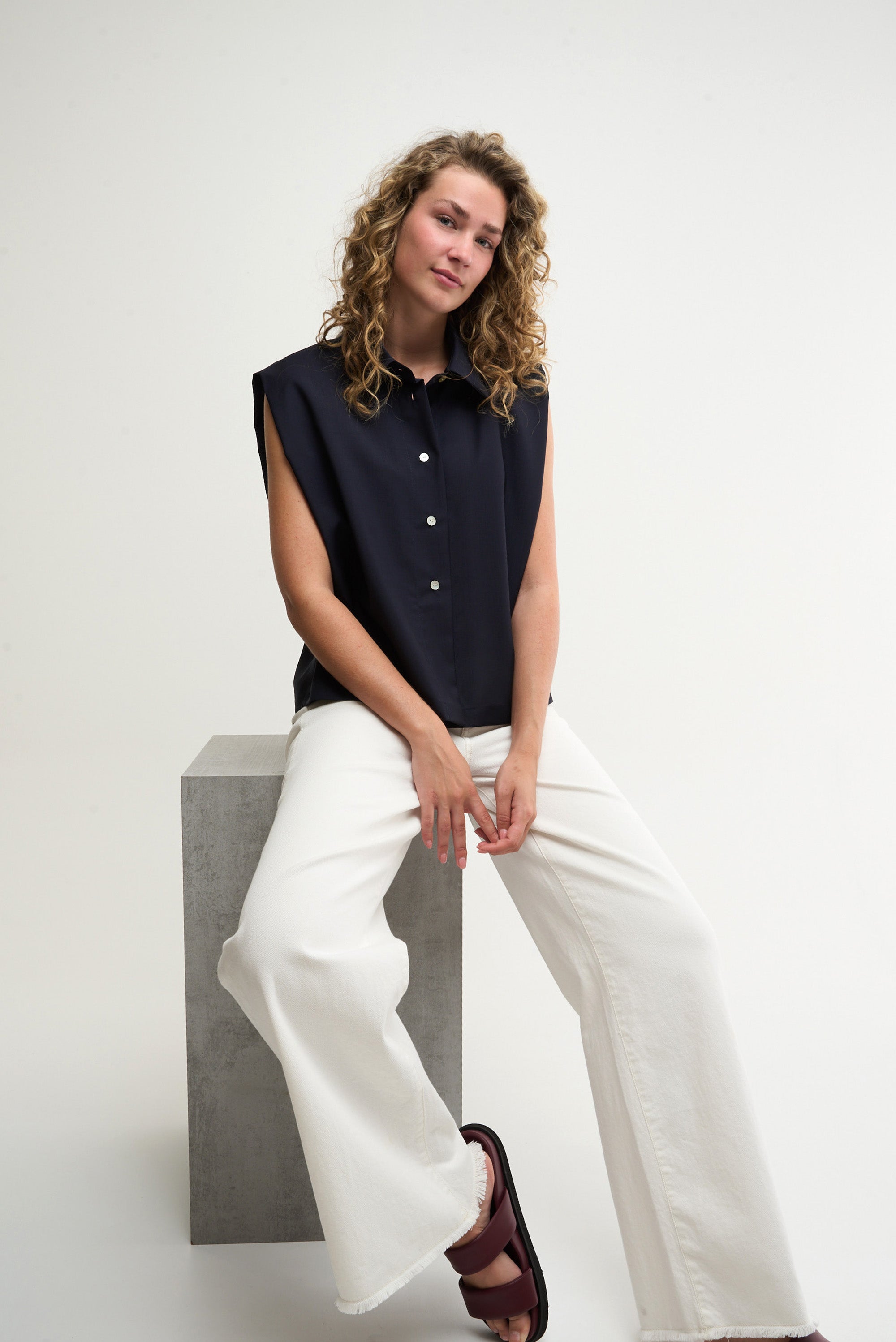 BLOCK BLOUSE - dark blue