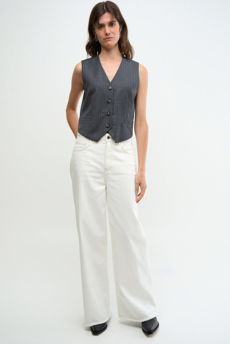 GILET - dark grey pinstripe