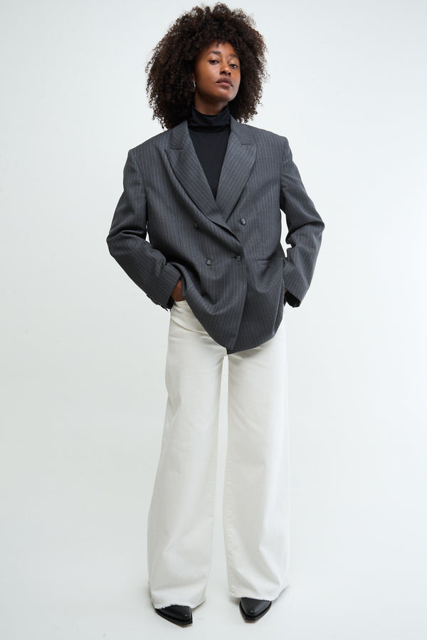 GREET - dark grey pinstripe