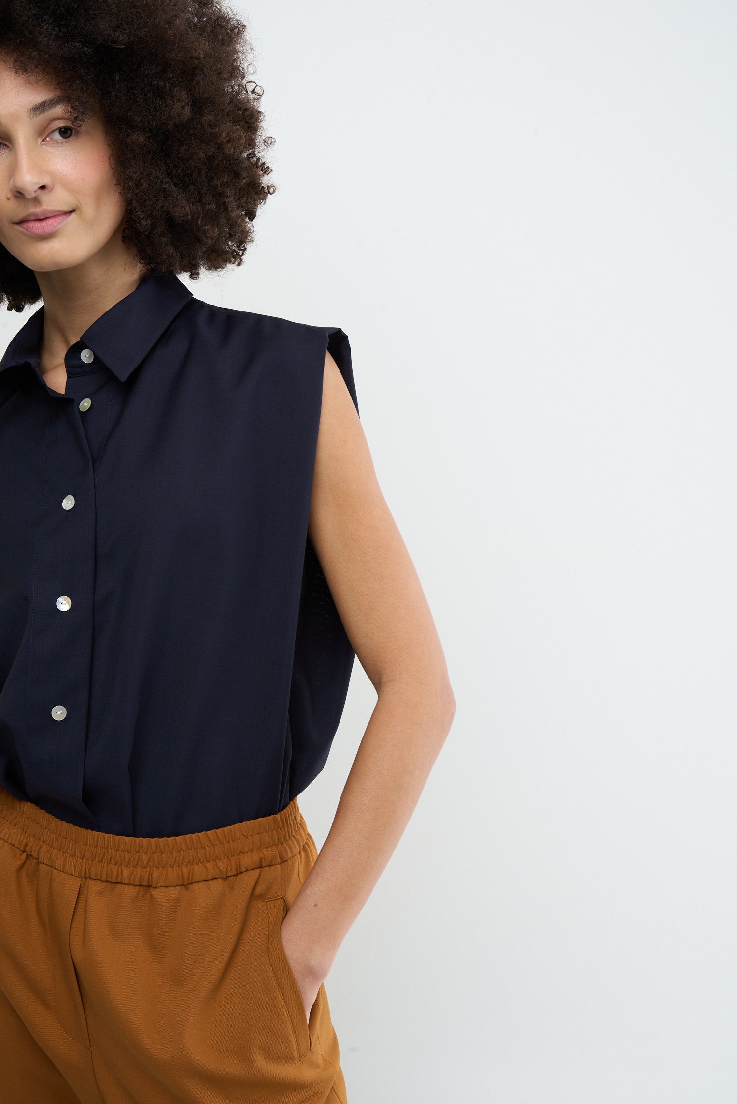 BLOCK BLOUSE - dark blue